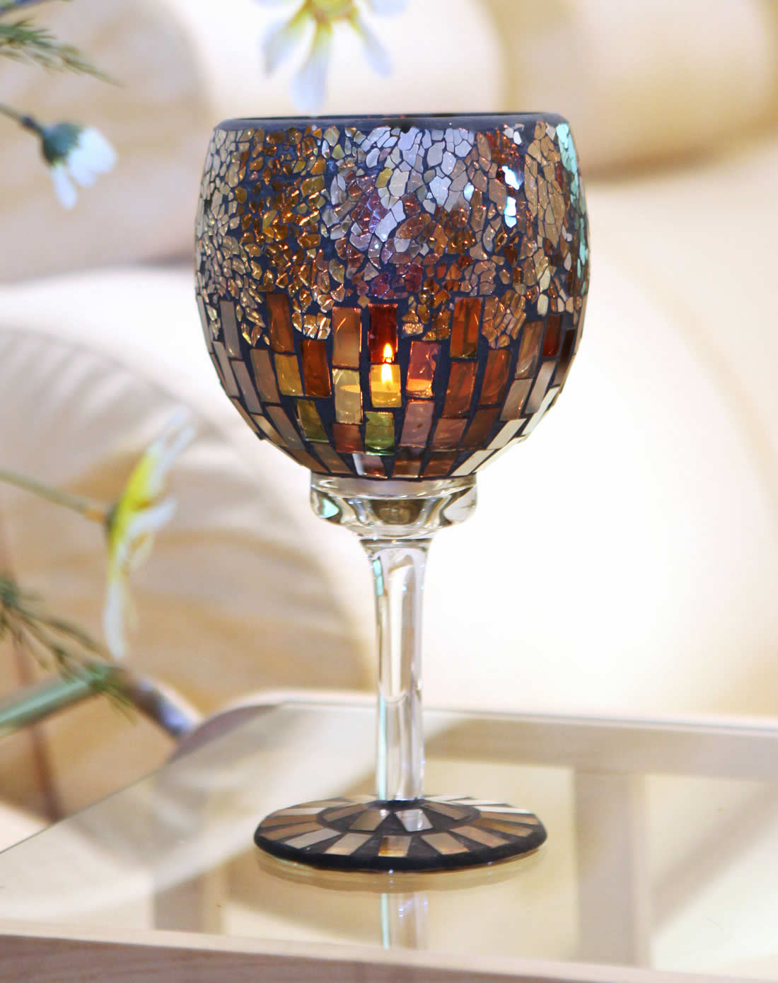 哥特迷情马赛克玻璃高脚烛台s款