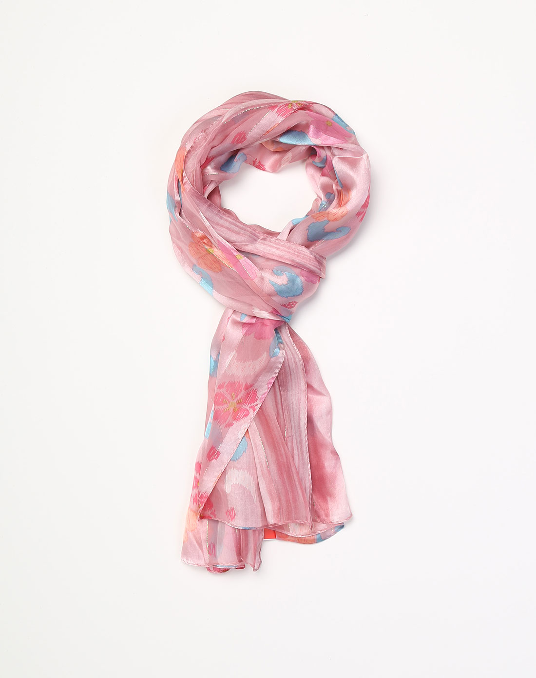 女款粉色底小碎花时尚真丝围巾