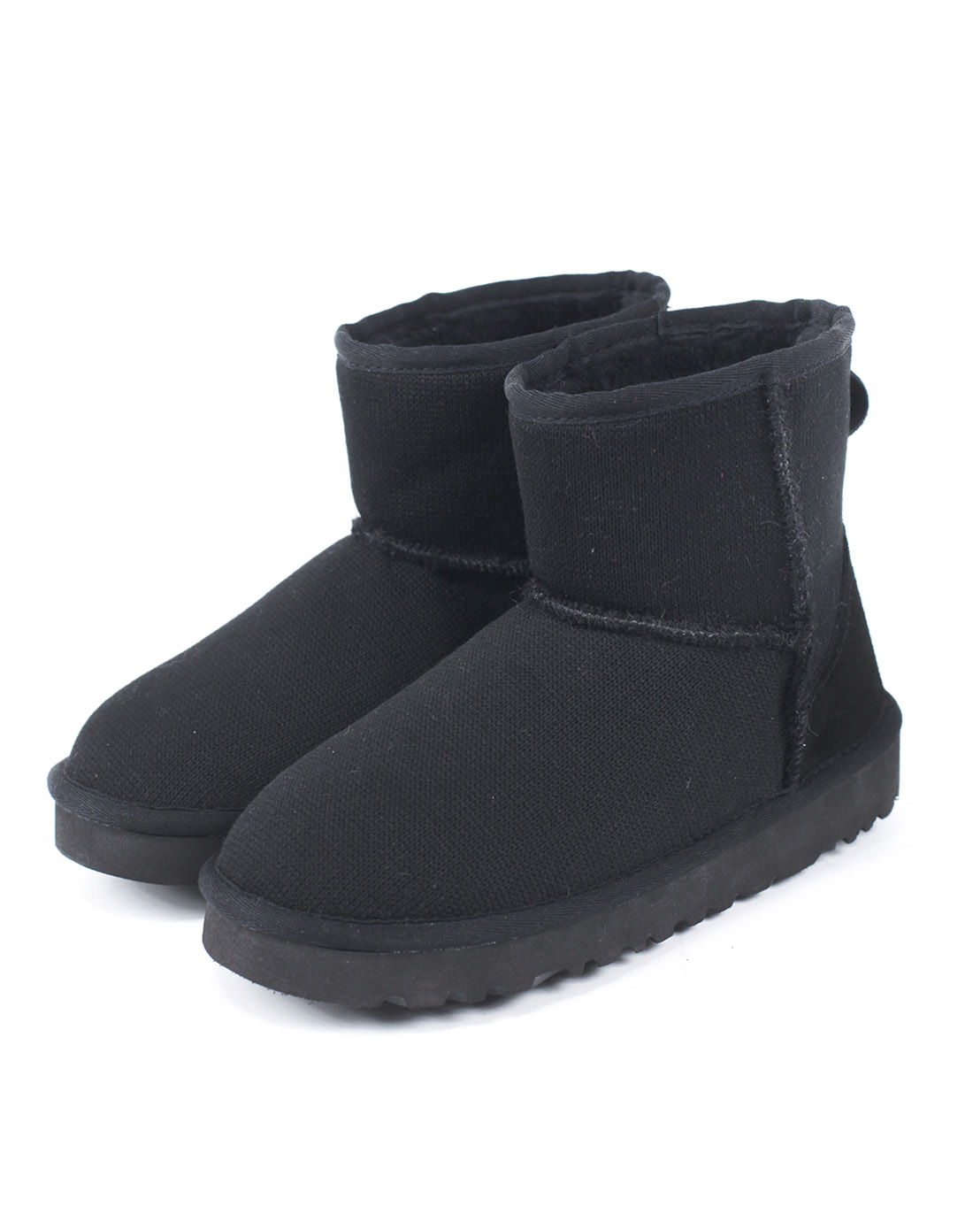 黑色针织绒线100%羊毛雪地靴3036