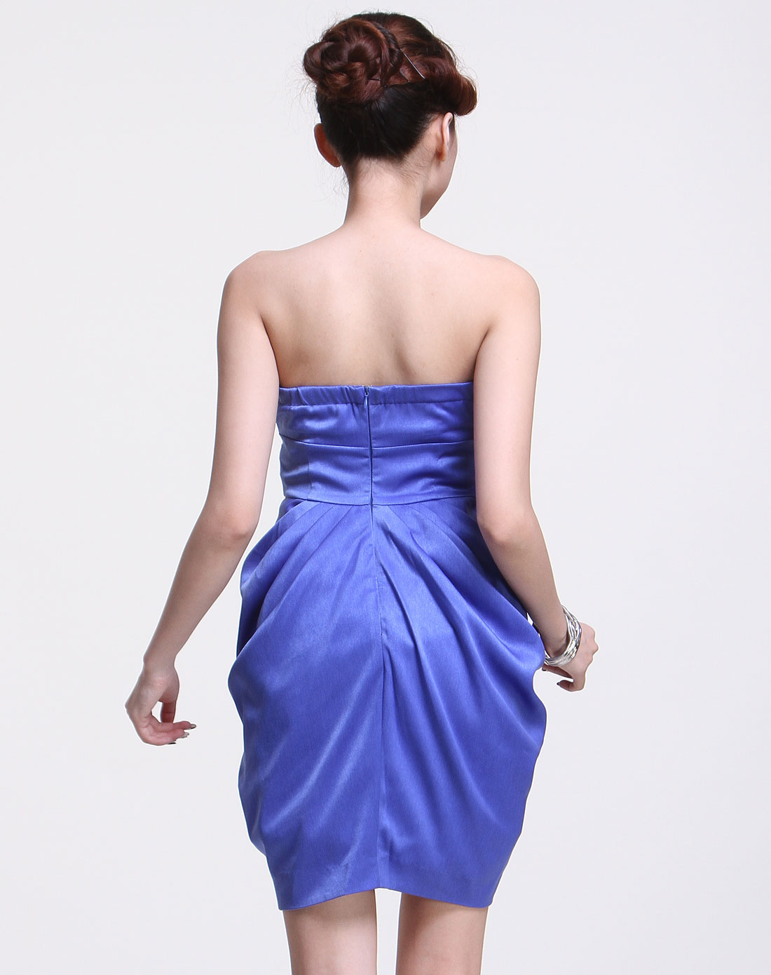 蓝色华丽时尚抹胸礼服