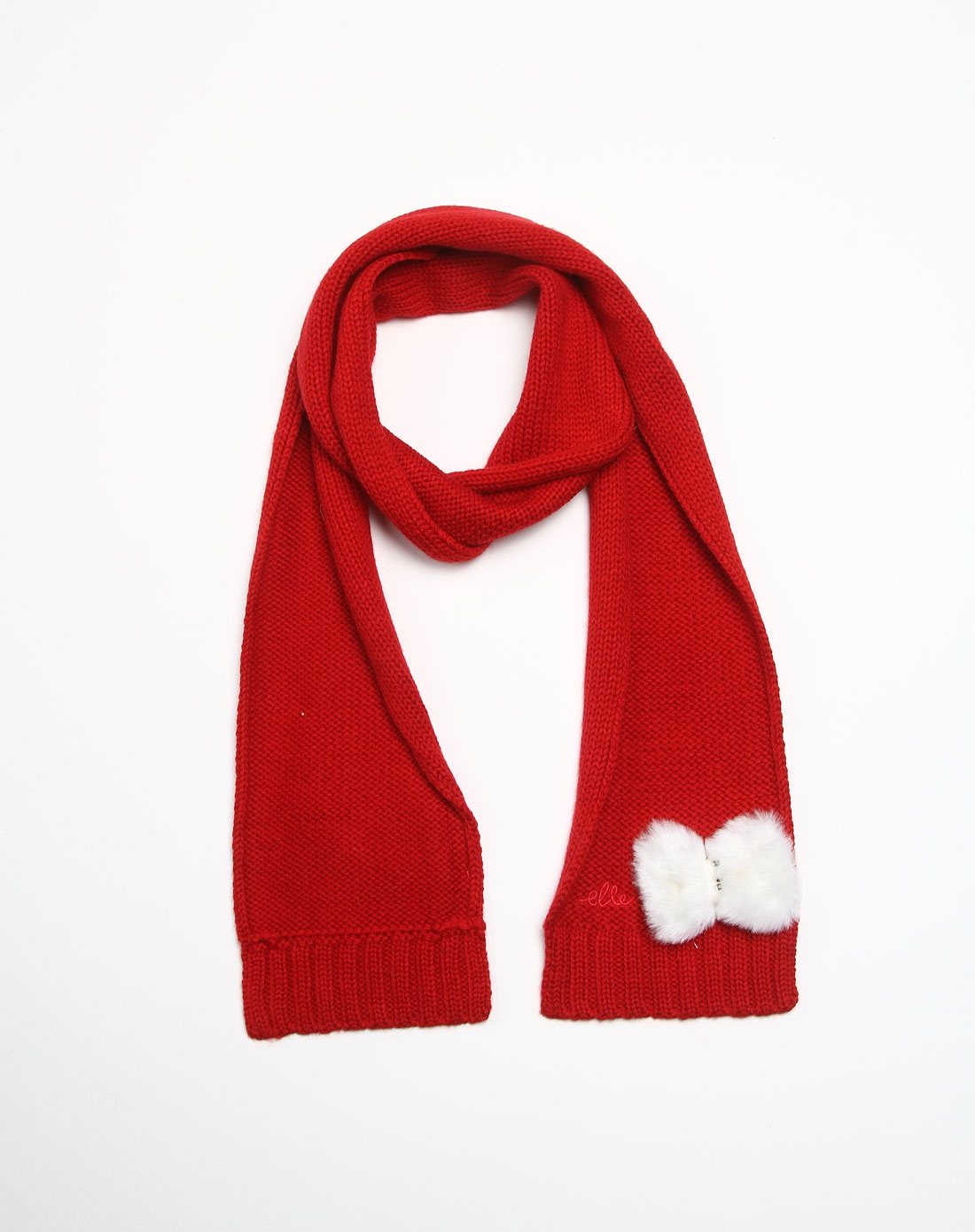 > 女童红色毛线围巾