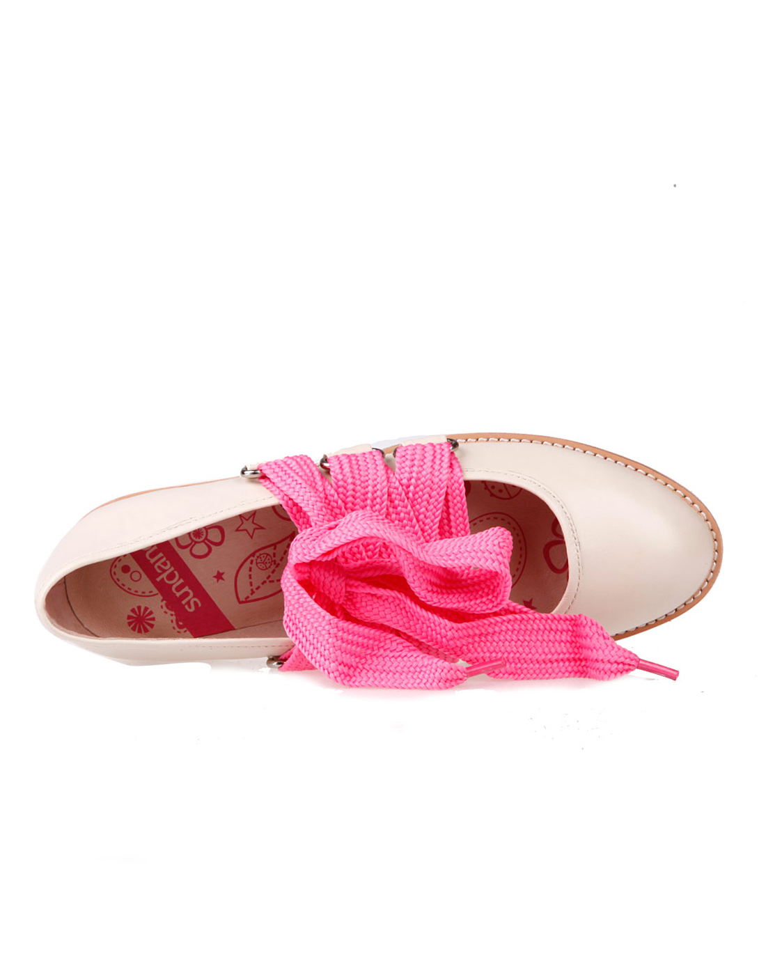 太阳舞sundance女鞋专场 太阳舞 米色牛皮个性系带单鞋