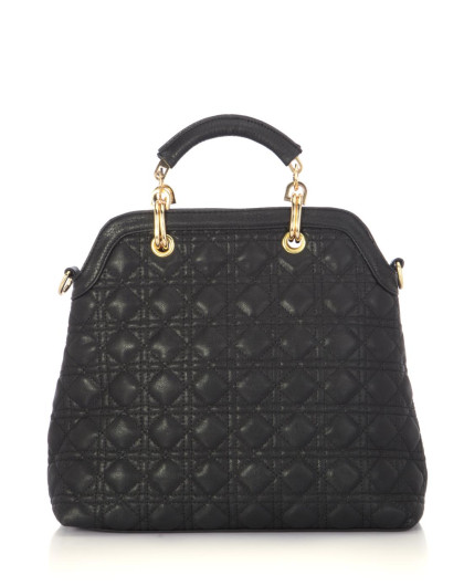 黑色进口质感pu电绣工艺手提包