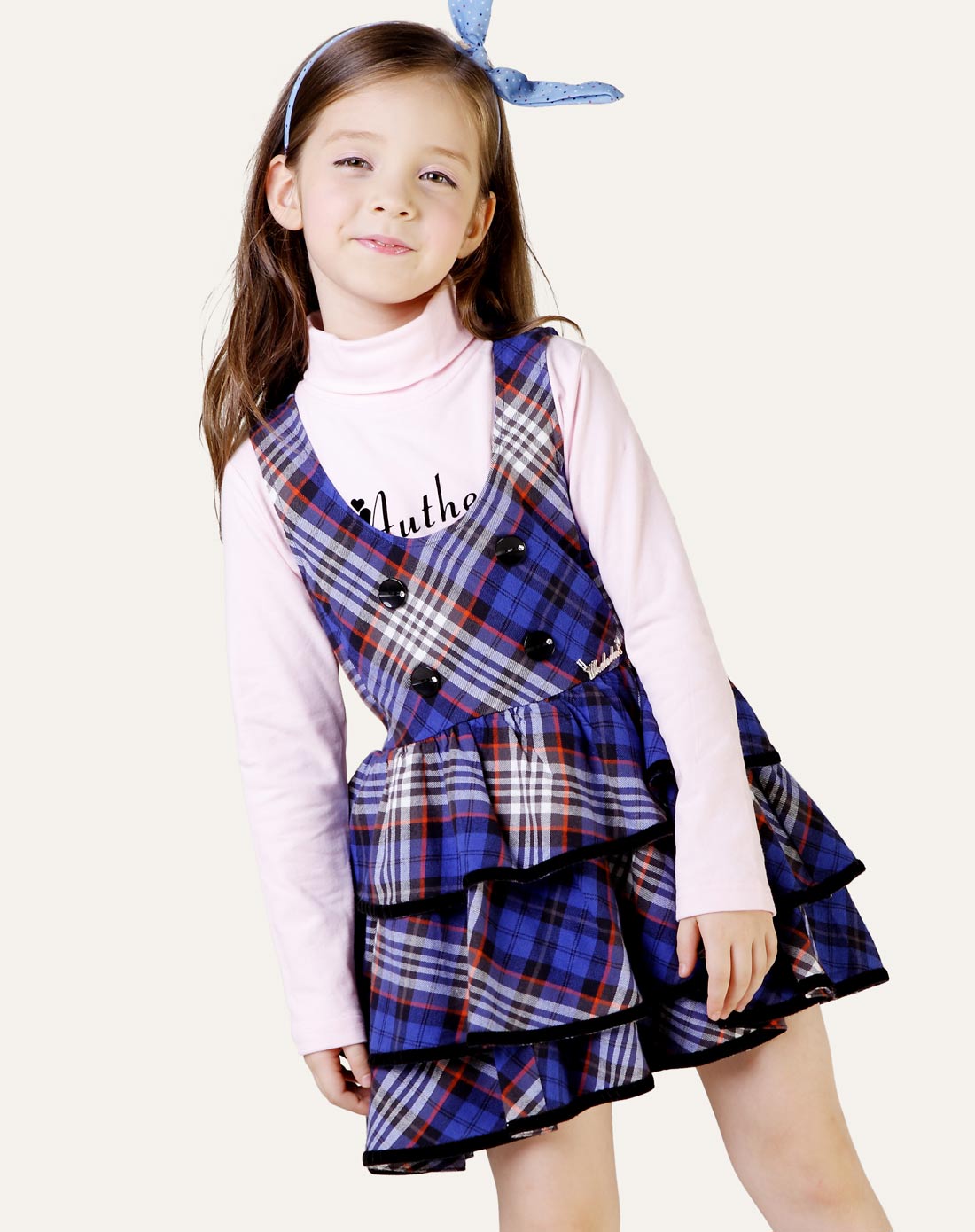 女童荷兰格子背心裙