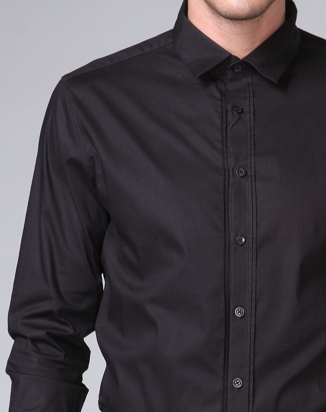 黑色斯文时尚长袖衬衫