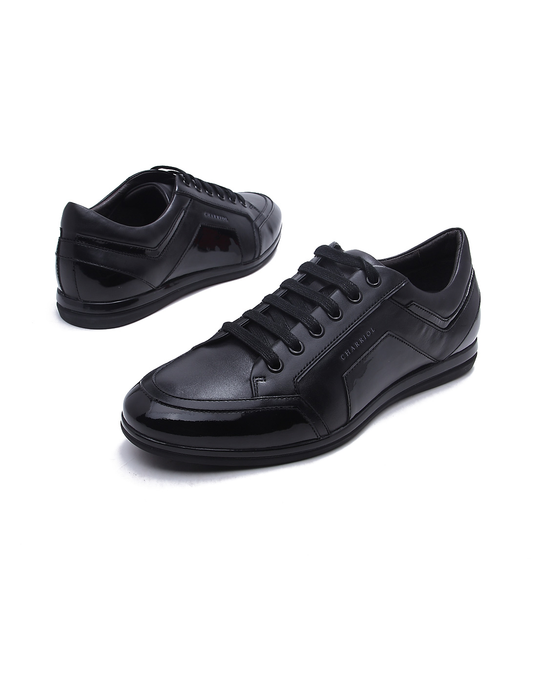 夏利豪charriol黑色牛皮商务休闲鞋4c132_唯品会