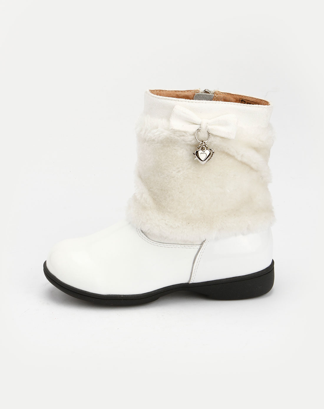 贝蒂 女童白色时尚侧拉链短靴