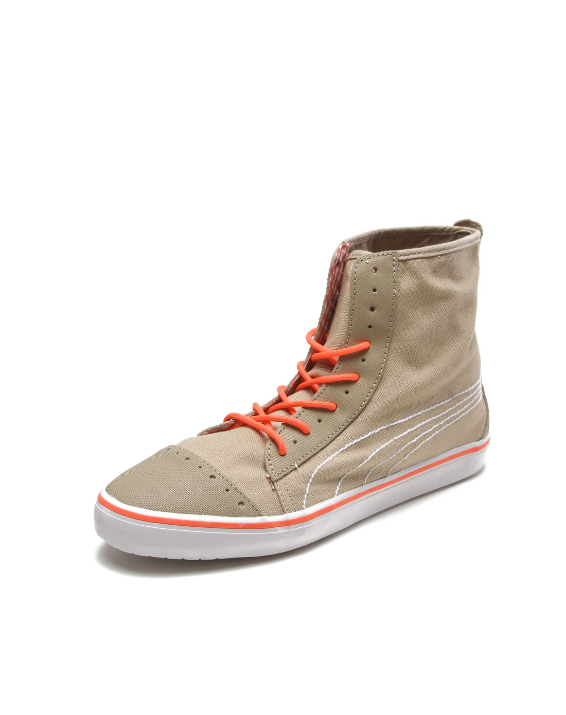 > 女款浅卡其色复古休闲高帮鞋