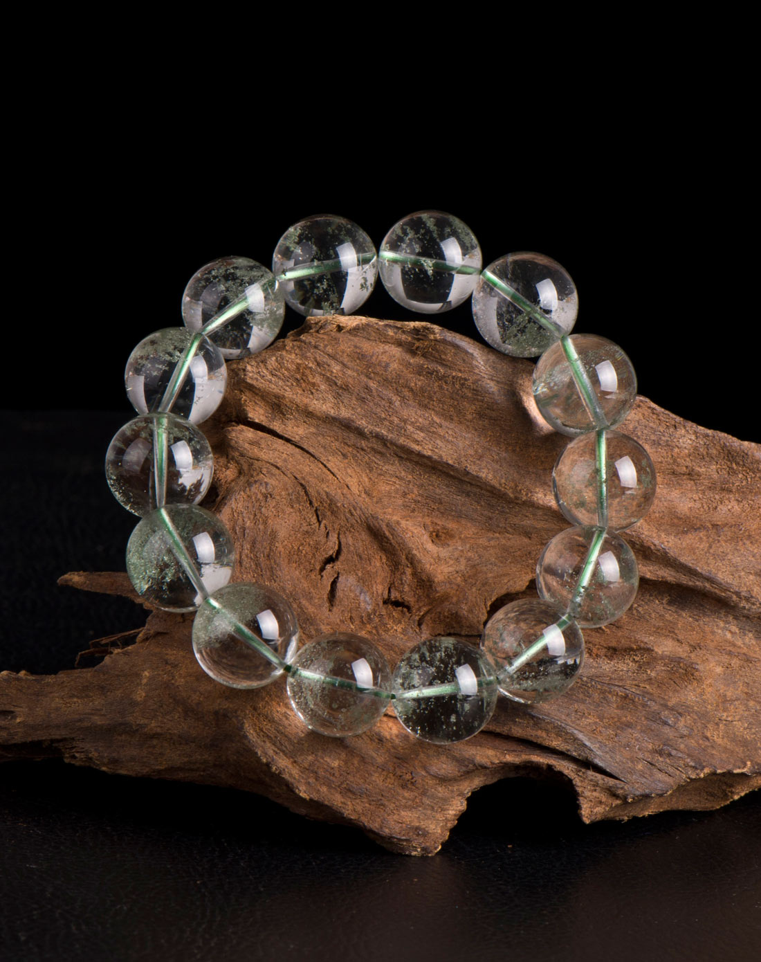 天然千层塔绿幽灵水晶手链助财助事业16mm