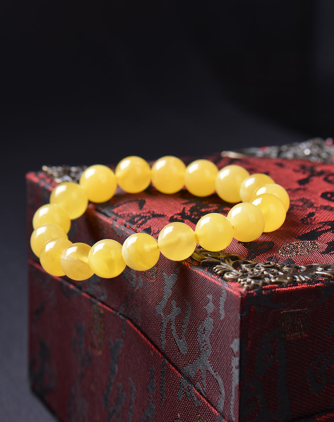 纯天然蜜蜡金绞蜜手链10mm