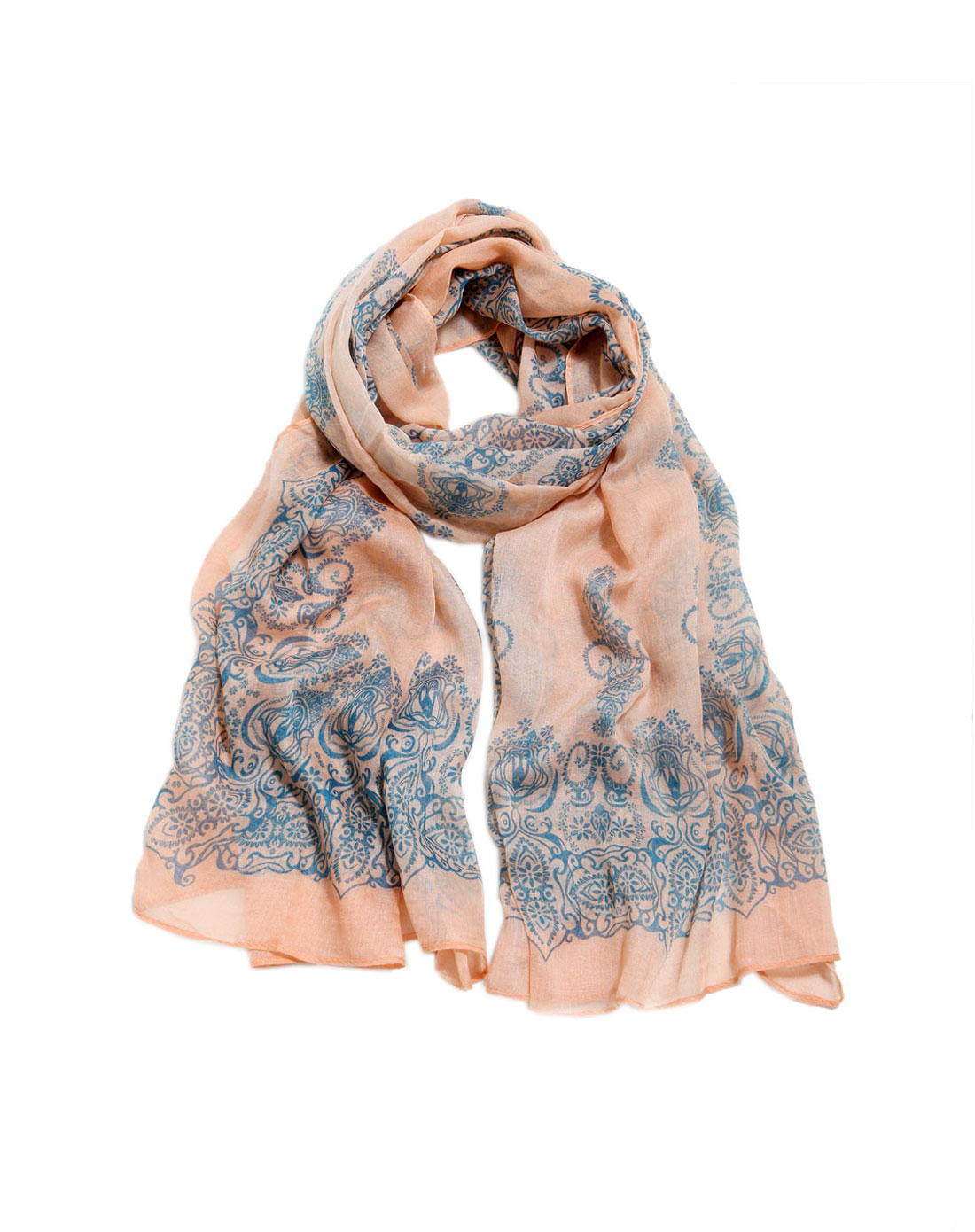 蔻贝q-baby围巾专场女款橘黄时尚印花优雅围巾kb1010154_唯品会