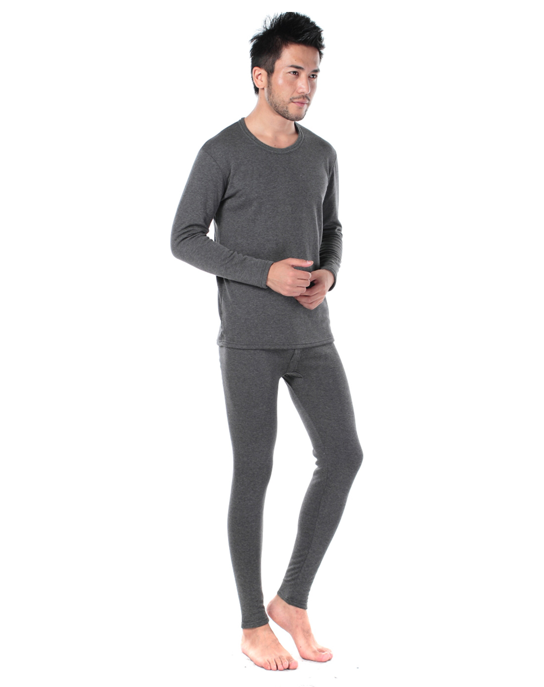 天蚕 男款麻灰时尚保暖休闲内衣