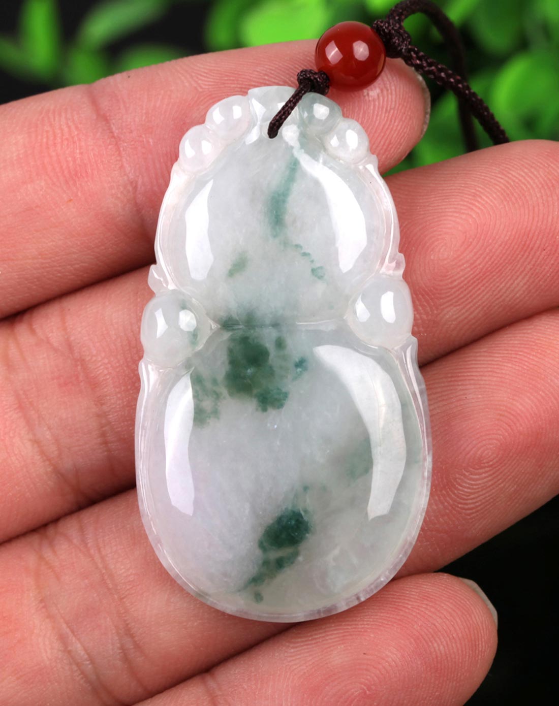 极品天然老坑翡翠冰种淡绿飘花挂件吊坠-玉葫芦(附国检证书)