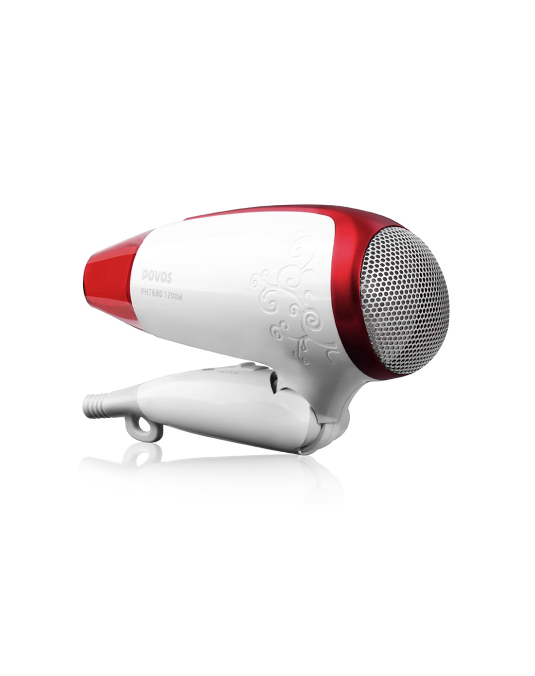 奔腾povos个人护理专场电吹风 时尚印花可折叠1200w(白 红)ph7680