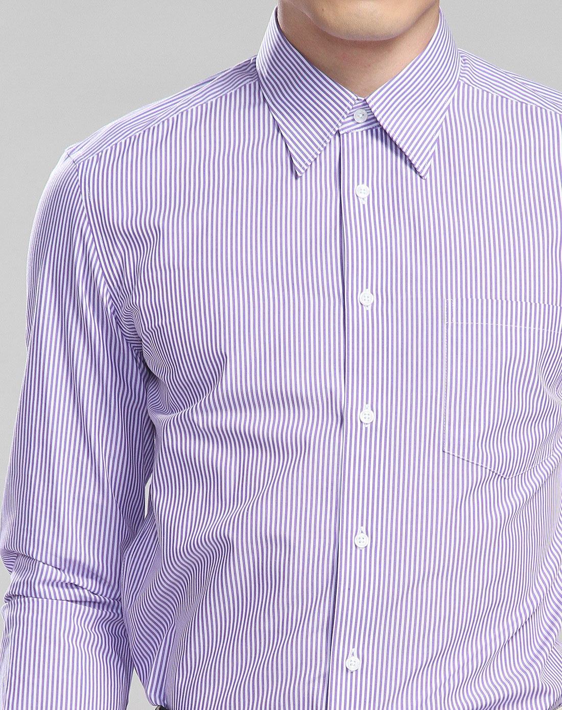 紫色帅气条纹商务长袖衬衫