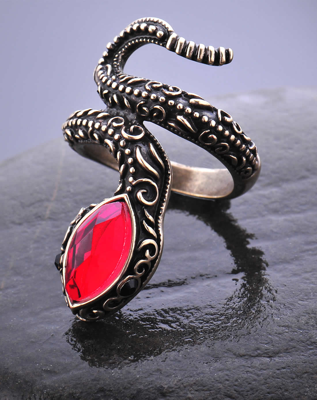 复古哥特风异域灵蛇戒指