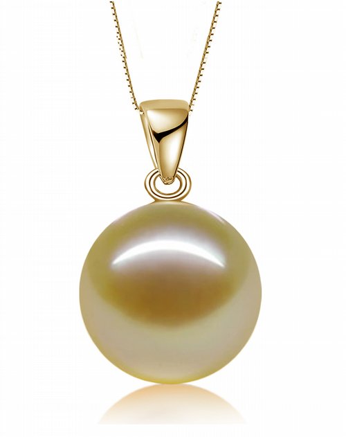 嘉博瑞 14k金香槟色南洋金珍珠吊坠【滴】10-11mm-权威证书