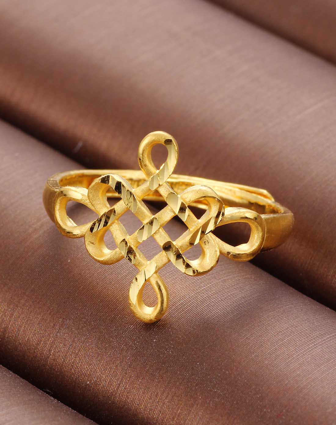 千足金戒指 盘长结3.37g