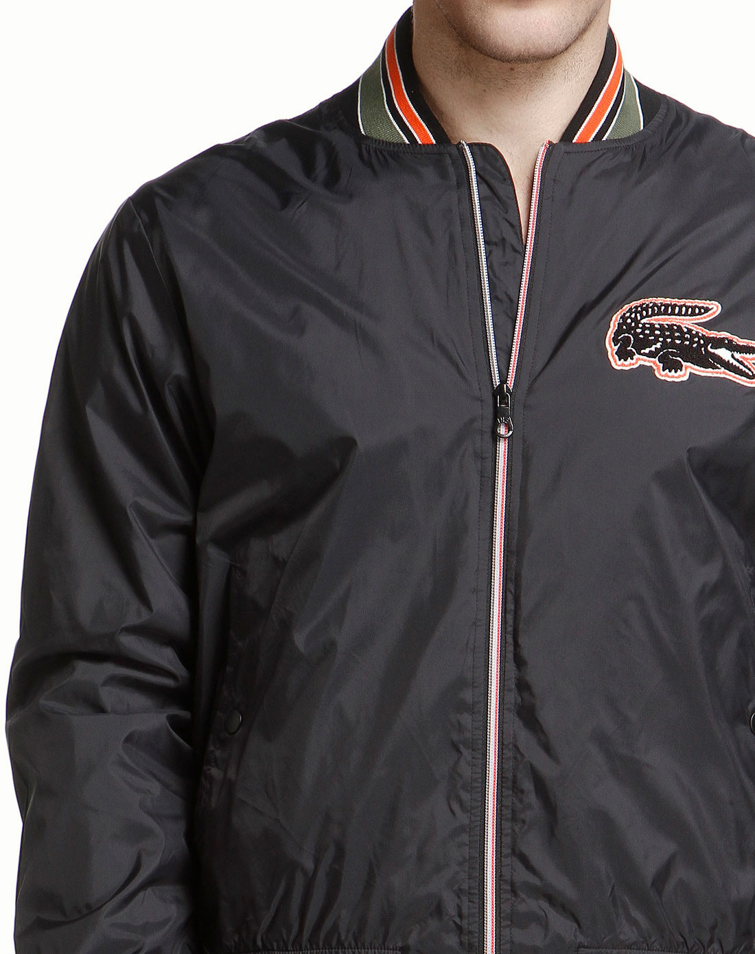 鳄鱼lacoste贴布绣黑色长袖防风薄夹克bh8665w4v_唯品会