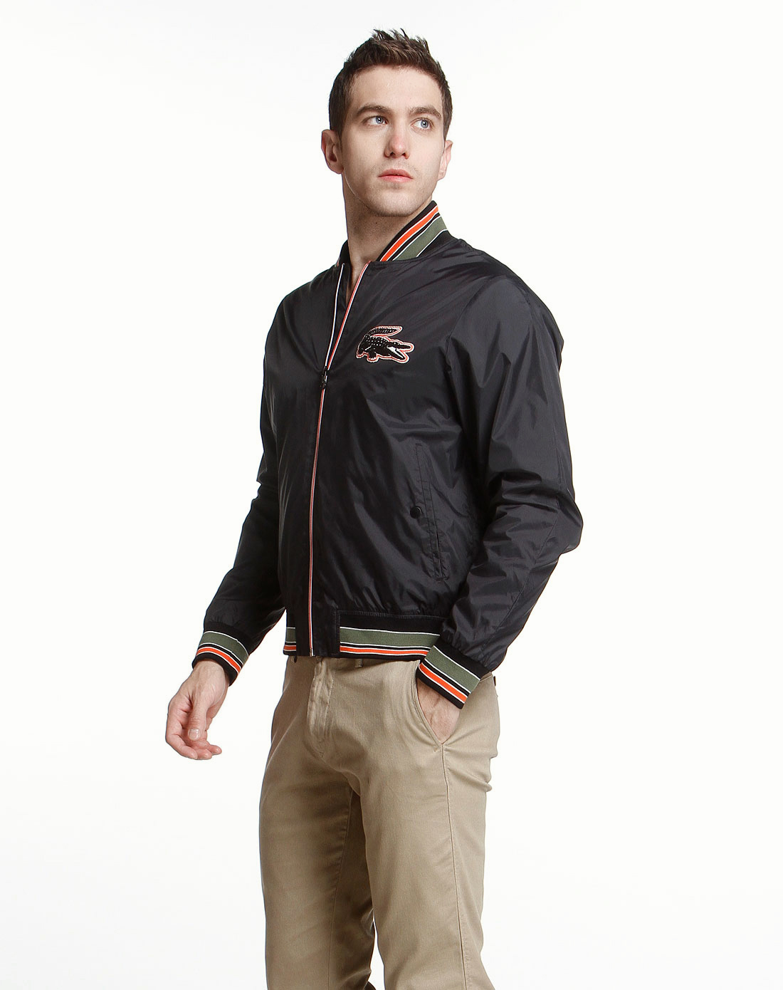鳄鱼lacoste贴布绣黑色长袖防风薄夹克bh8665w4v_唯品会