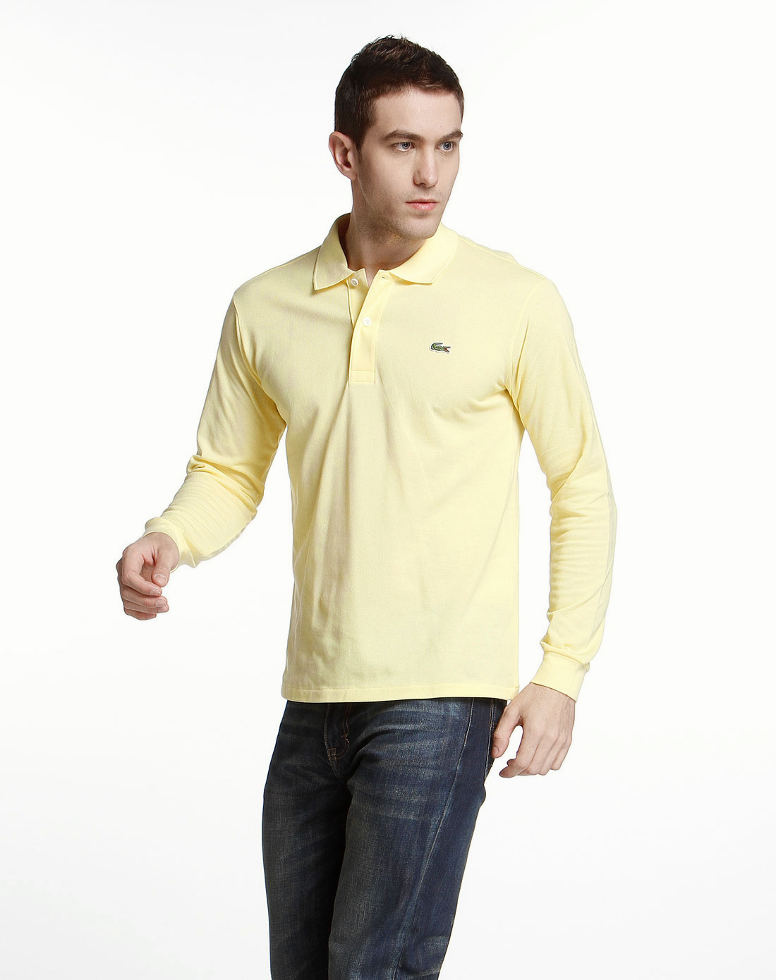 鳄鱼lacoste黄色经典长袖polo衫l1312x107_唯品会