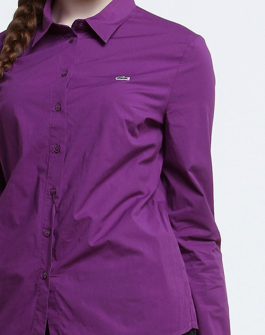女款简约商务紫色长袖衬衫