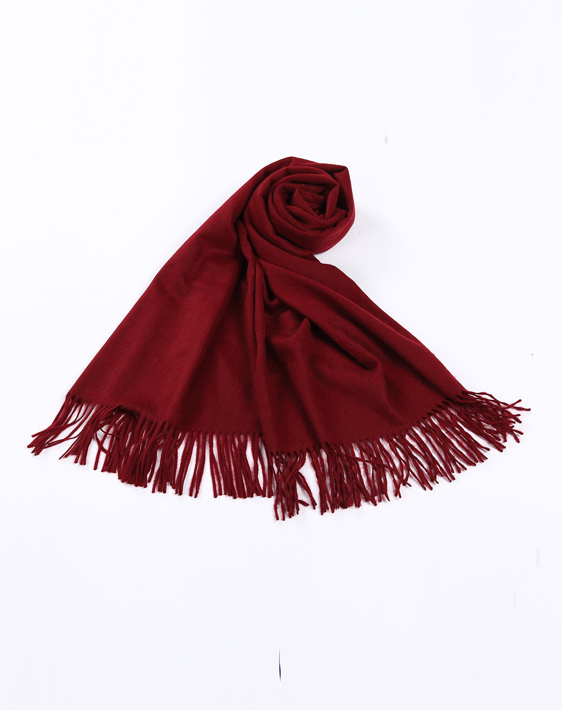 女士酒红色羊绒披肩