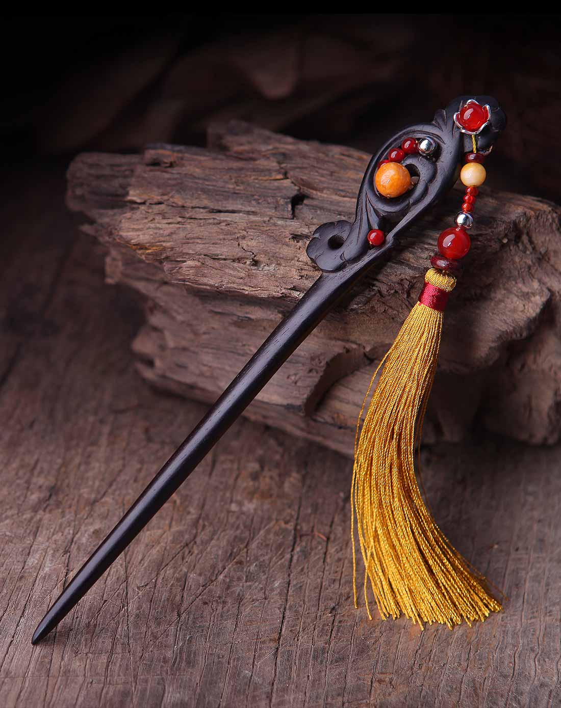 凤凰涅磐 步摇黑檀木发簪