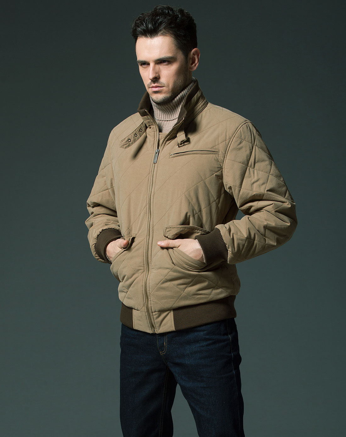 男款卡其色陆军作战棉服