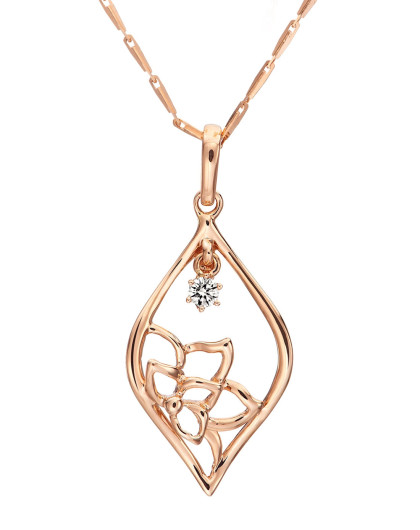 六福珠宝lukfook jewellery专场18k玫瑰金4份钻石吊坠20511_唯品会