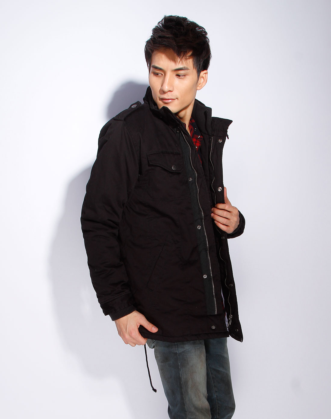 最后约惠-男人帮专场-gate one 黑色长袖休闲棉外套