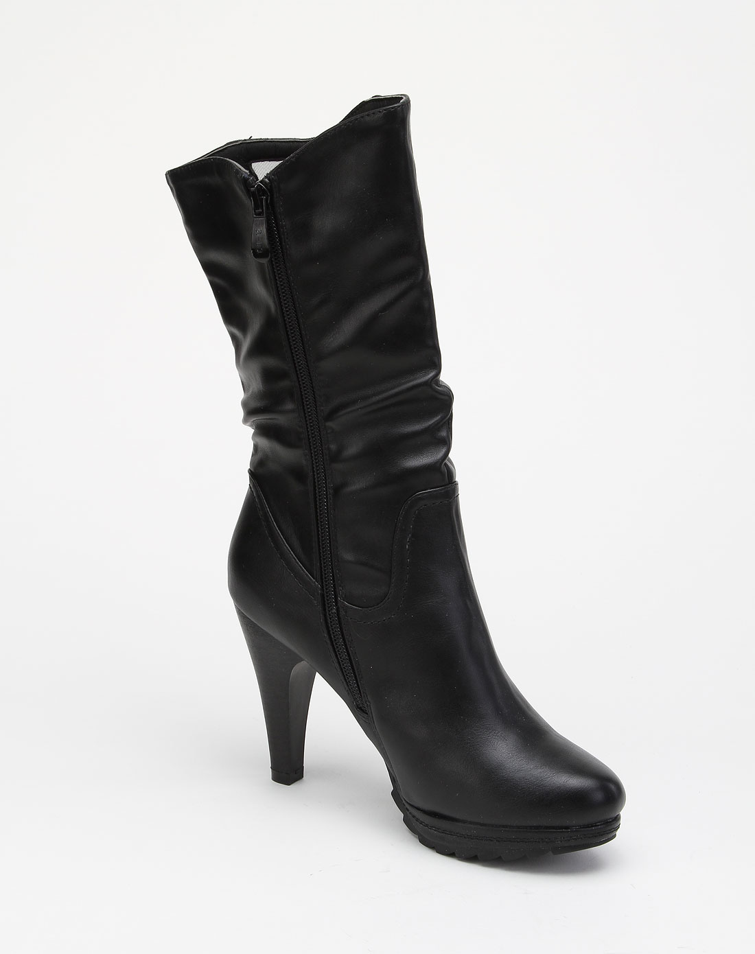 蝴蝶结黑色高跟短靴