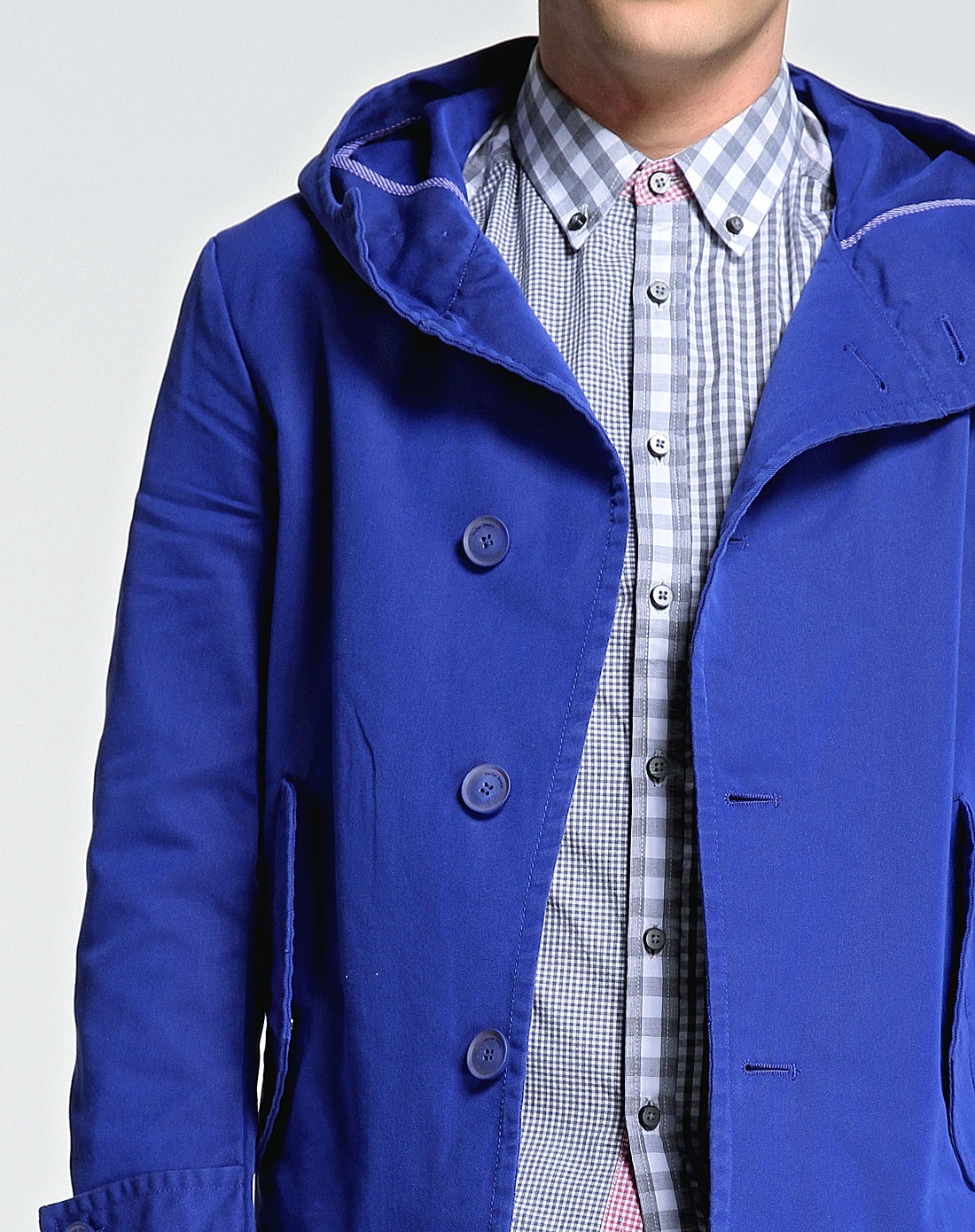 集杰gather jewels可变式立领连帽深蓝色长袖风衣21378124408_唯品会