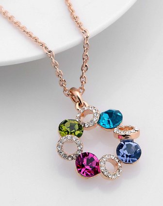施华洛元素水晶美丽彩虹项链