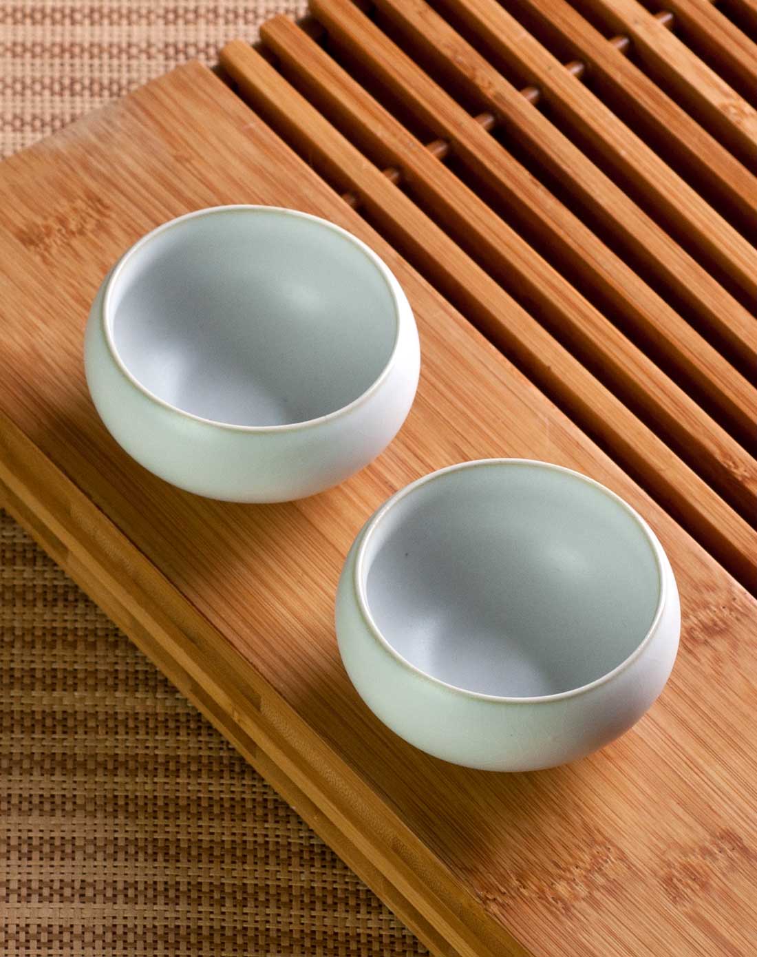 月白禅定杯 汝窑陶瓷茶杯礼盒/2件套