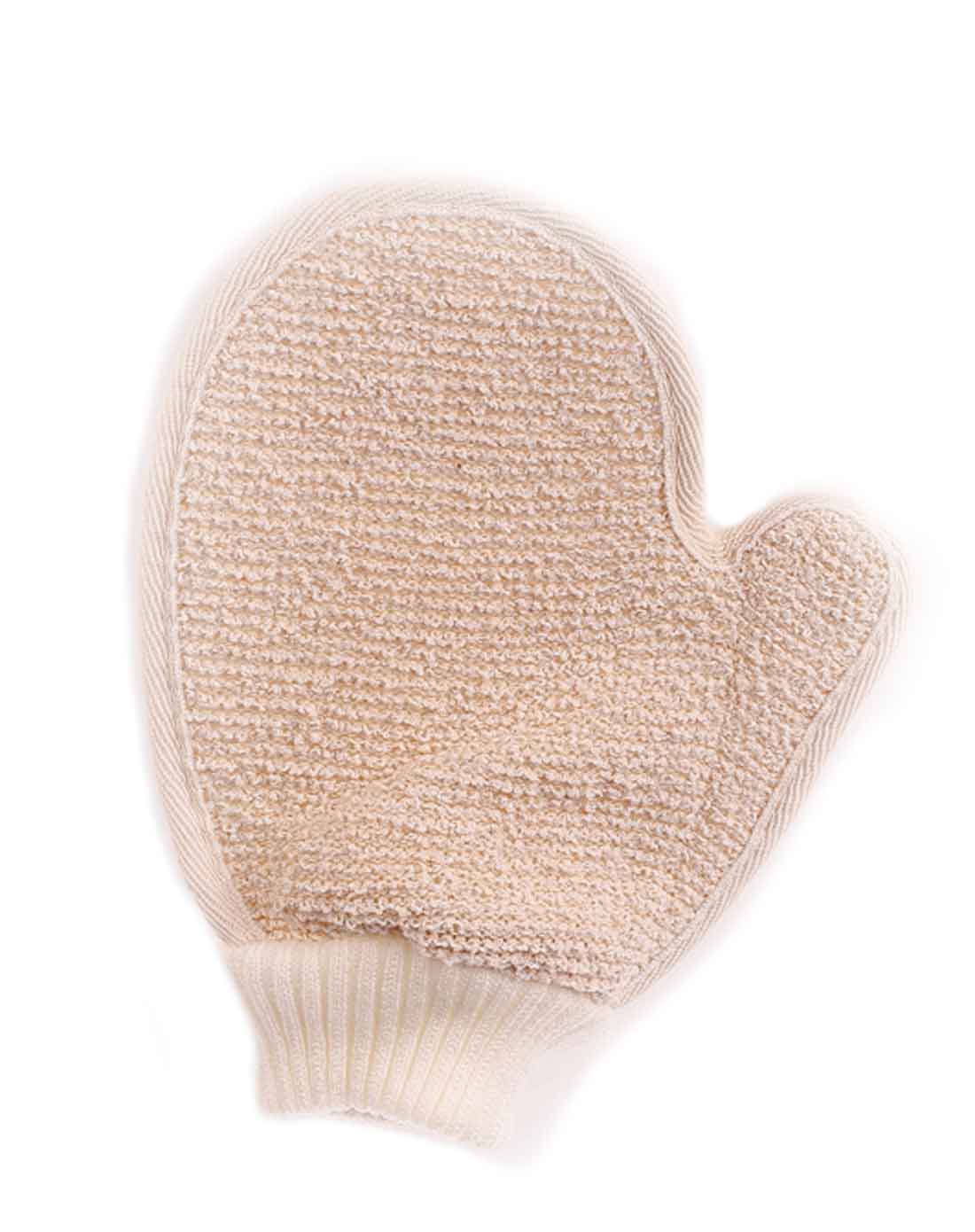 米色棉麻深层清洁按摩搓澡手套