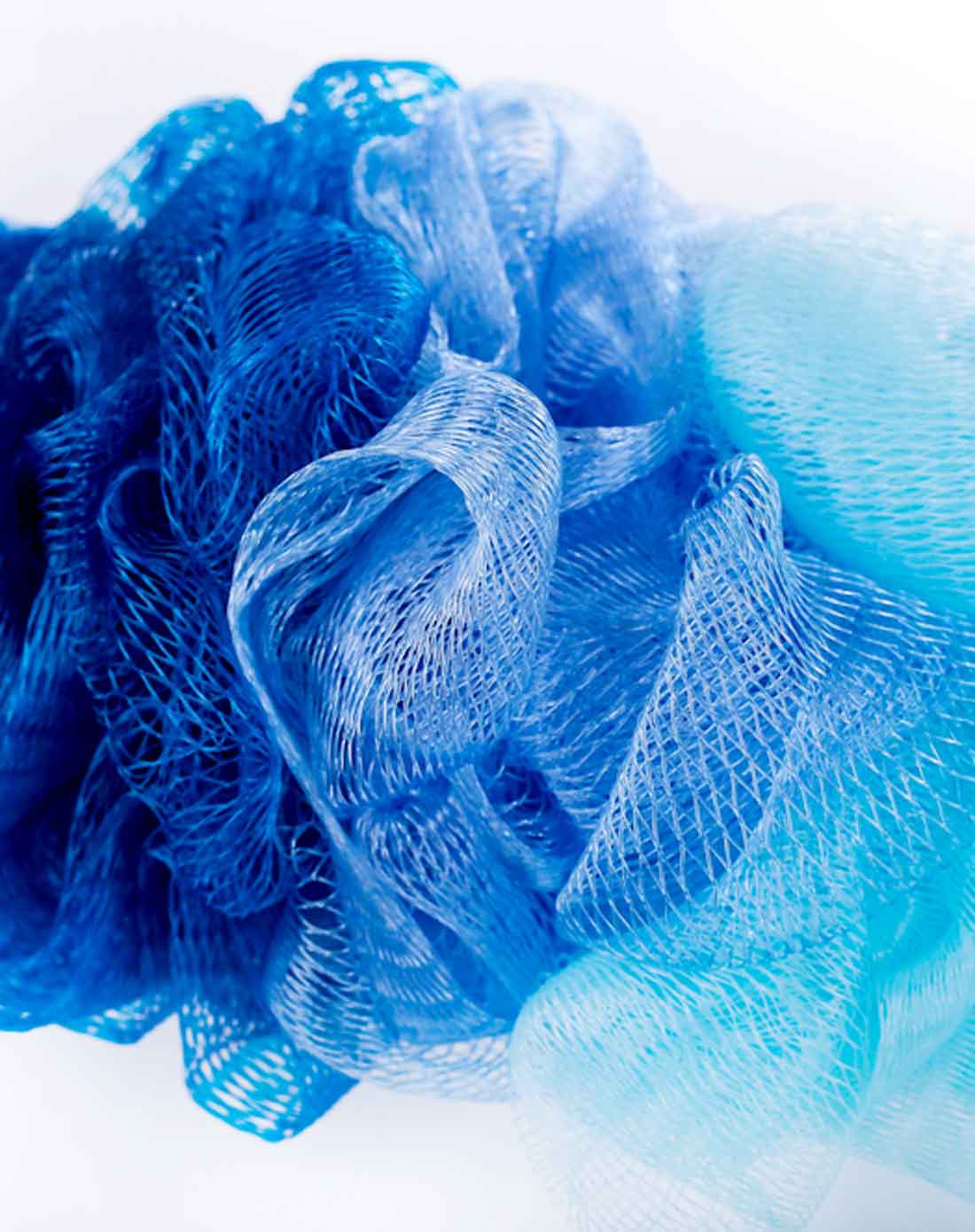 蓝色长柄沐浴球按摩浴花