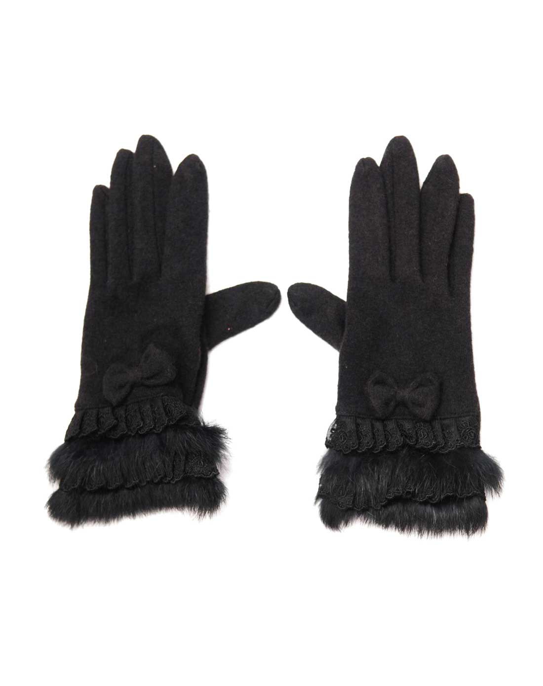 女款黑色时尚蝴蝶结手套