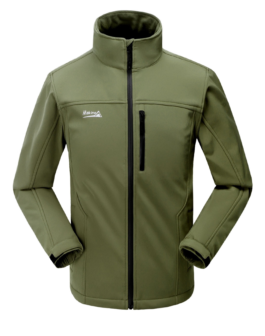 犸凯奴 男款军绿色软壳防水抓绒保暖防风衣