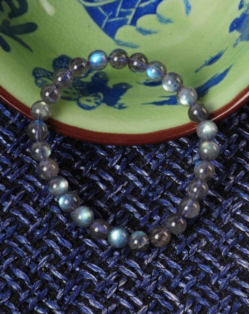 kmonado 女款天然灰月光石时尚手链附证书