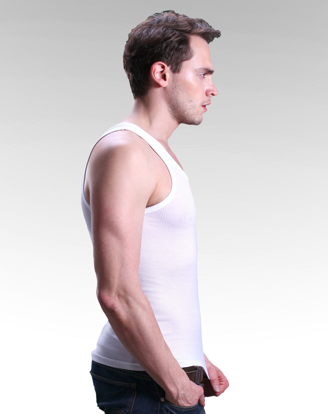 男士白色背心