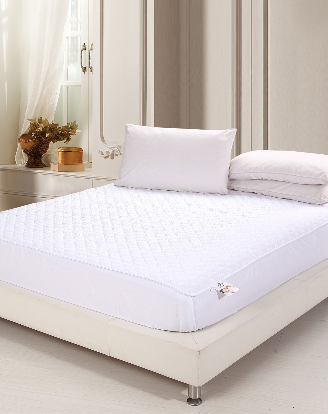 纯棉素色床笠-白色