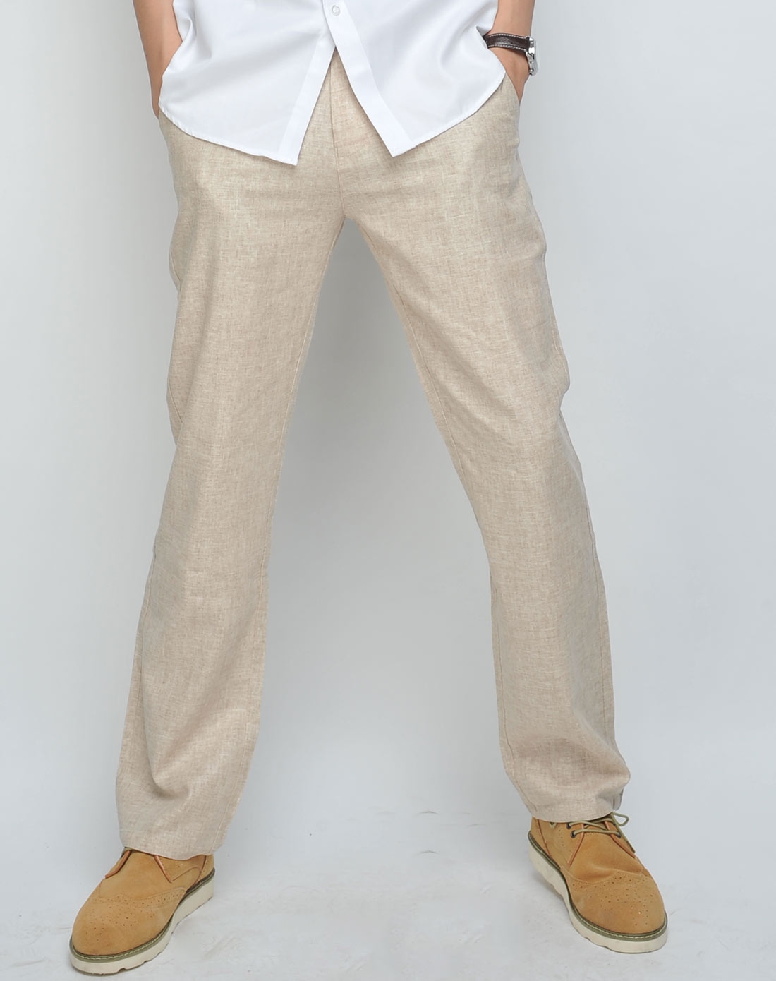 男款米色时尚休闲裤