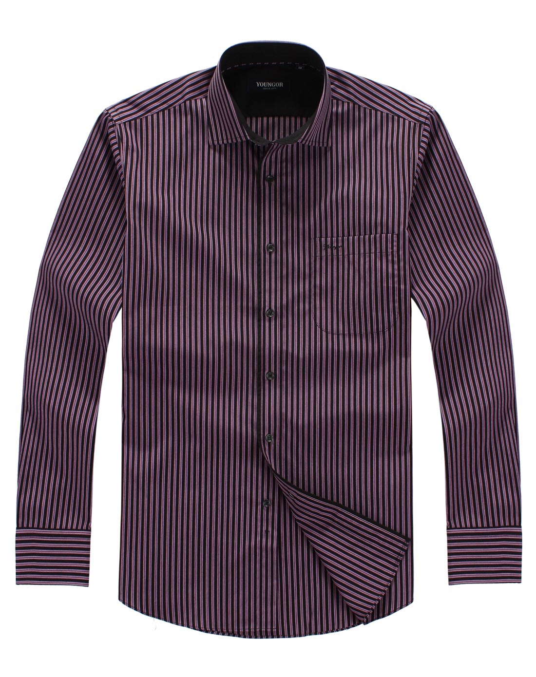 雅戈尔男士商务正装紫色长袖衬衫