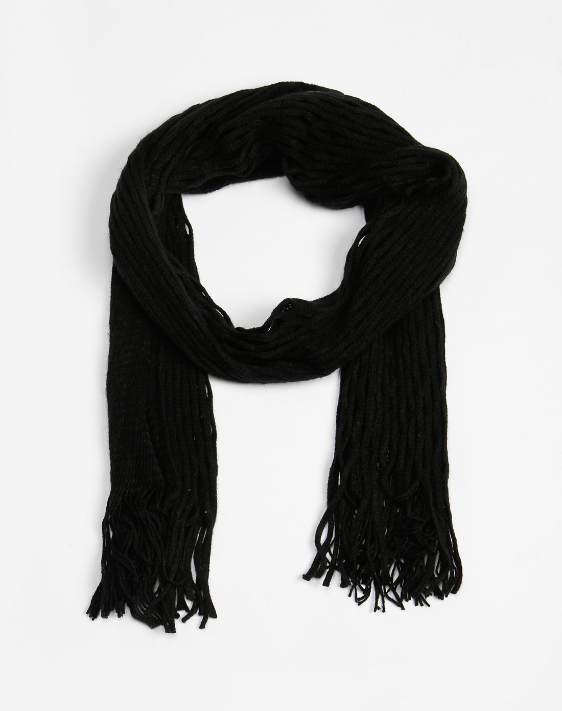 黑色鱼网流苏个性围巾