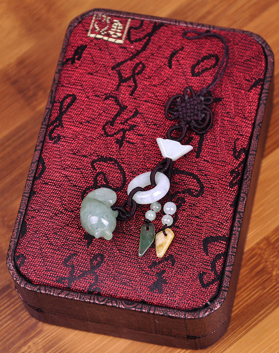 中性天然a货翡翠手工编织小鱼手机链