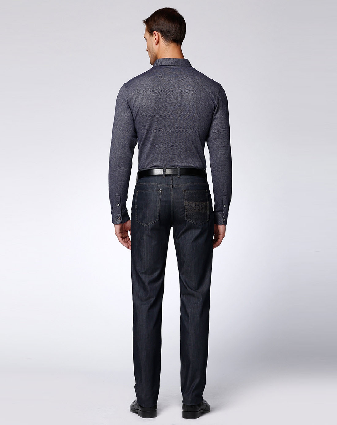 深蓝灰色休闲百搭长袖t恤