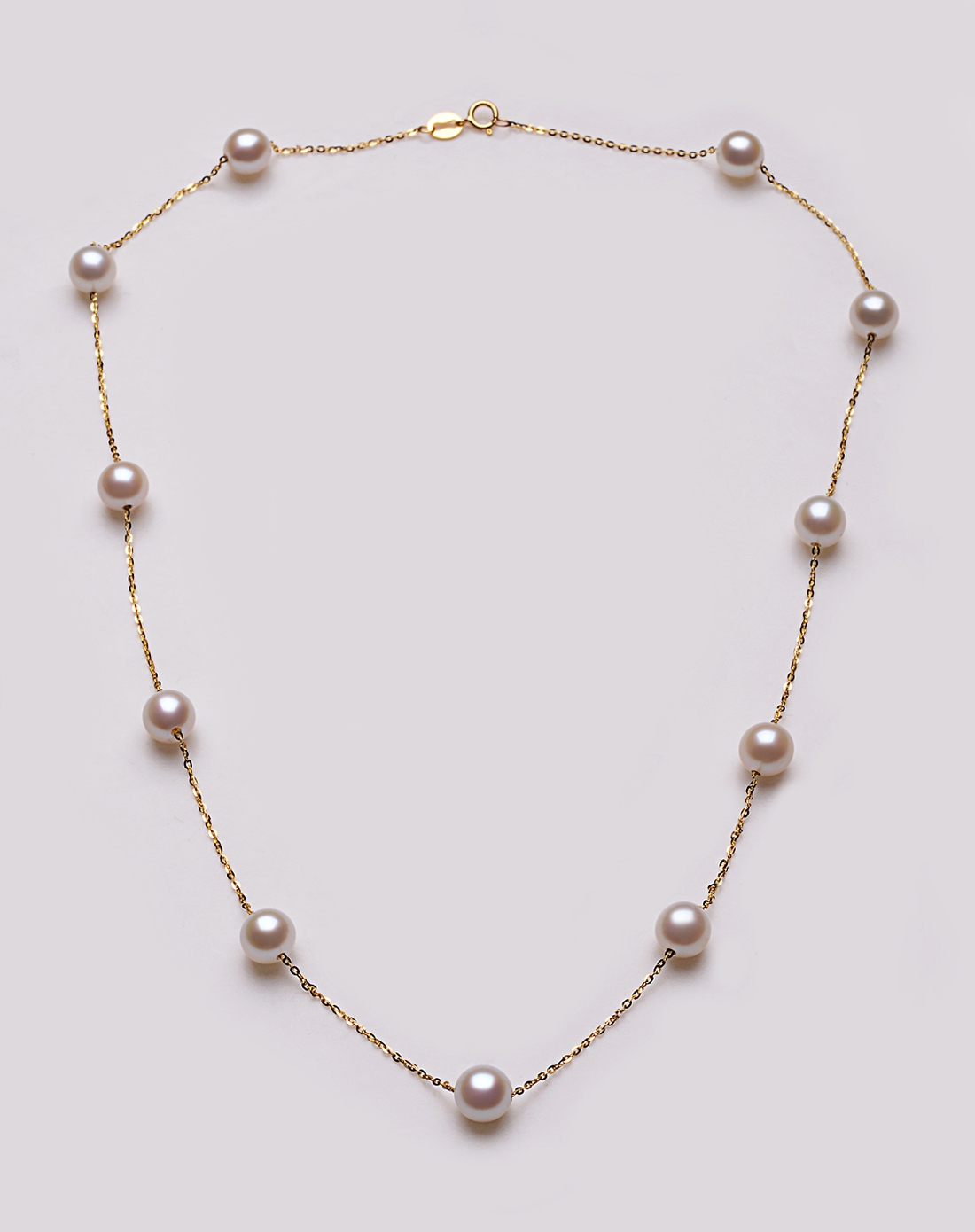 18k黄金镶天然珍珠项链满天星正圆6.5-7mmbzx110(附质检证书)