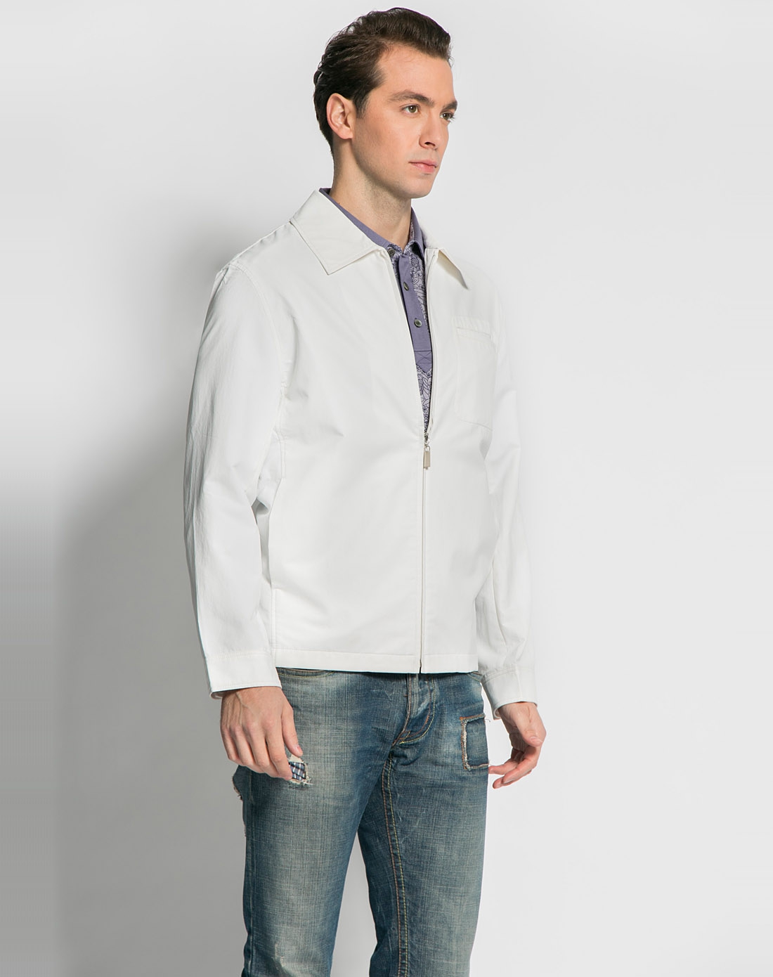 萨里奥托 经典英伦商务白色夹克