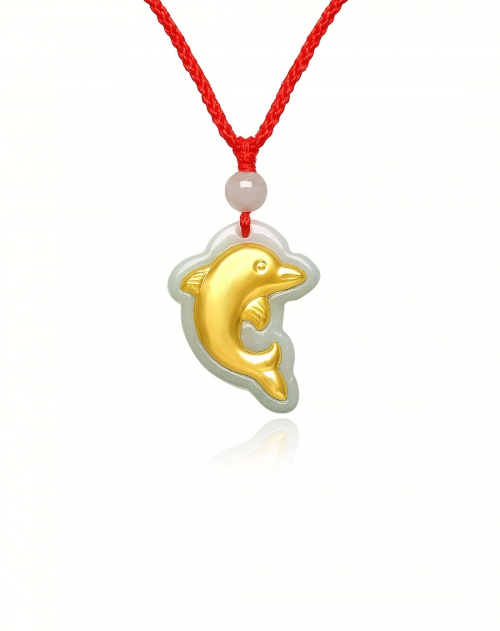 凤禧 凤禧千足金爱情天使海豚天然翡翠吊坠